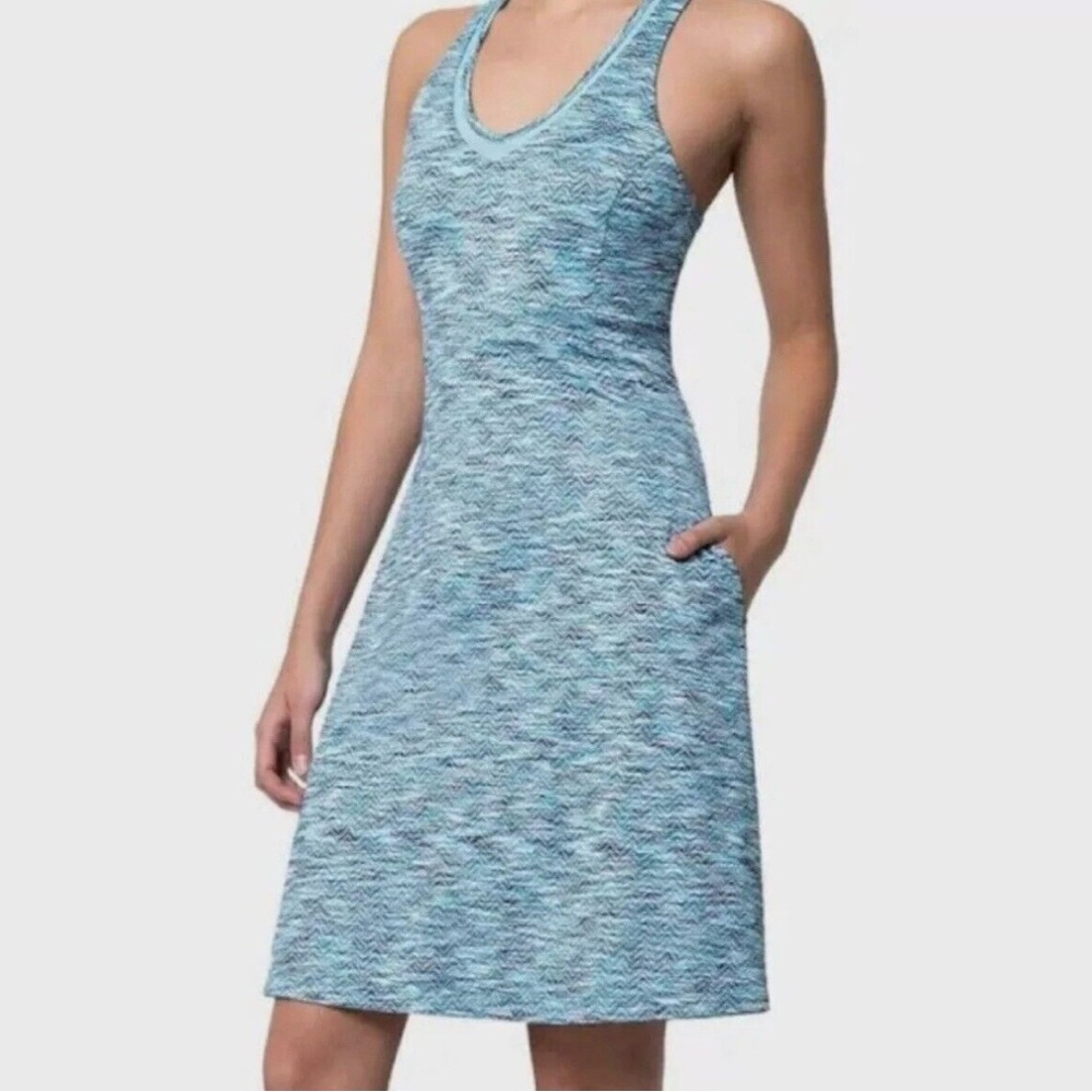 MPG Mondetta Performance Gear Teal Patterned Racerback Travel Dress Size Small
